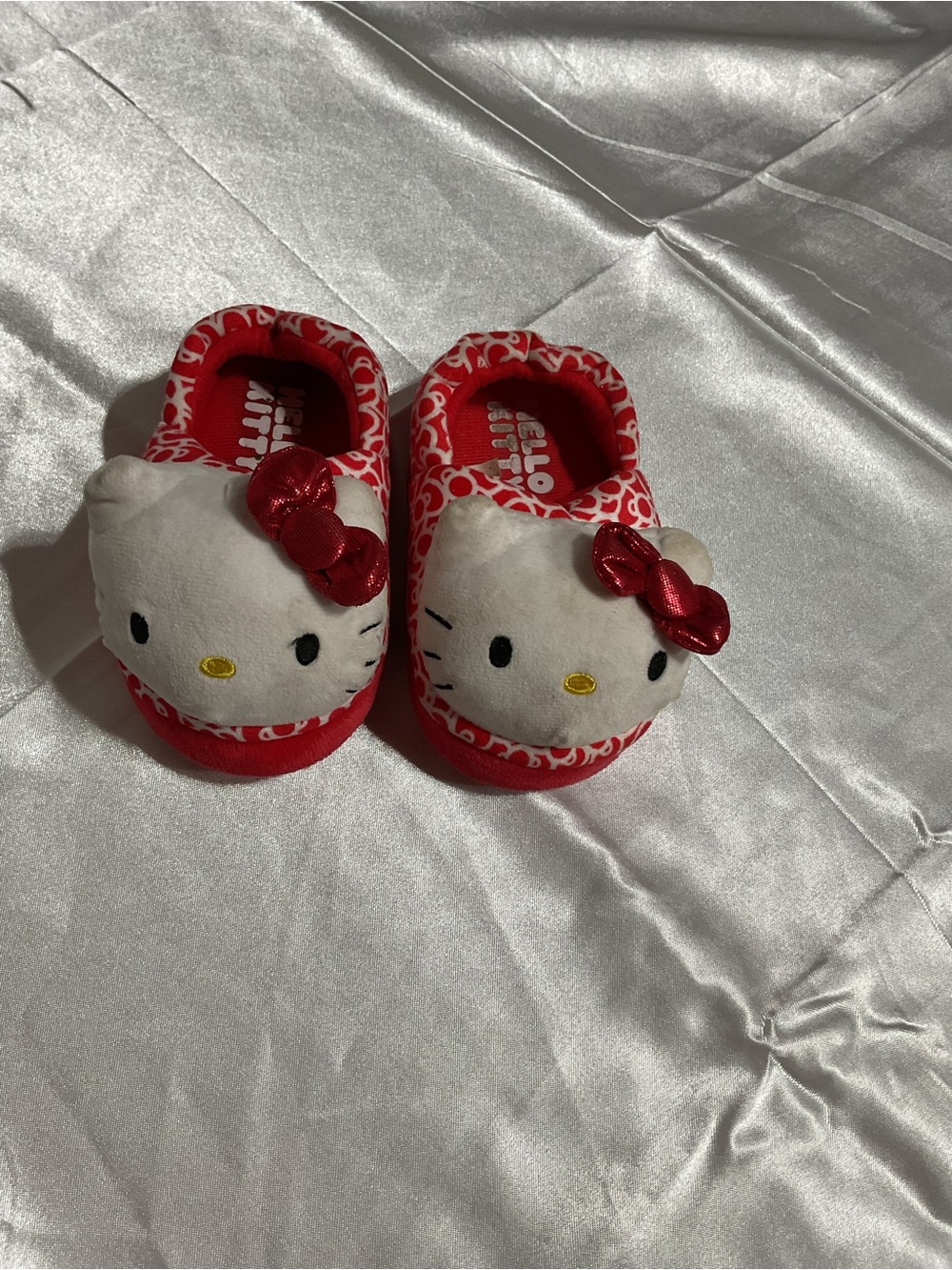 Hello Kitty Red and White Plush Slip-On Kids Slippers